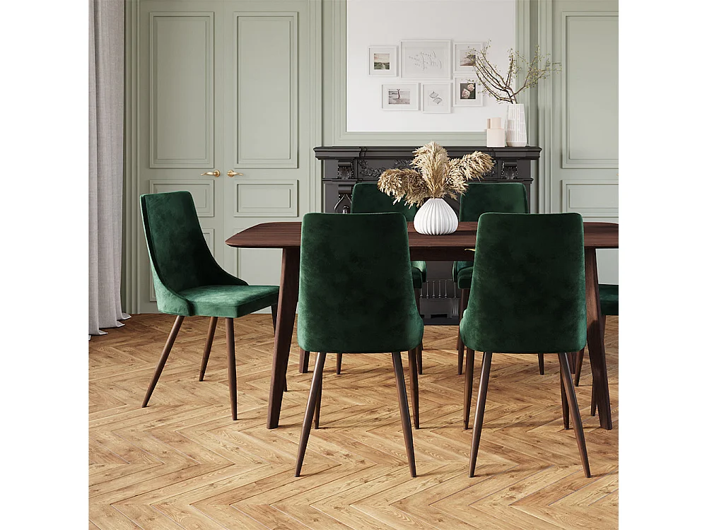 Pack 4 chaises en velours jaune et vert - Vinni