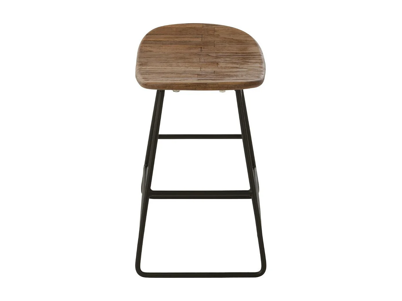 Tabourets en teck recyclé brossé et en métal (lot de 2) - DILI