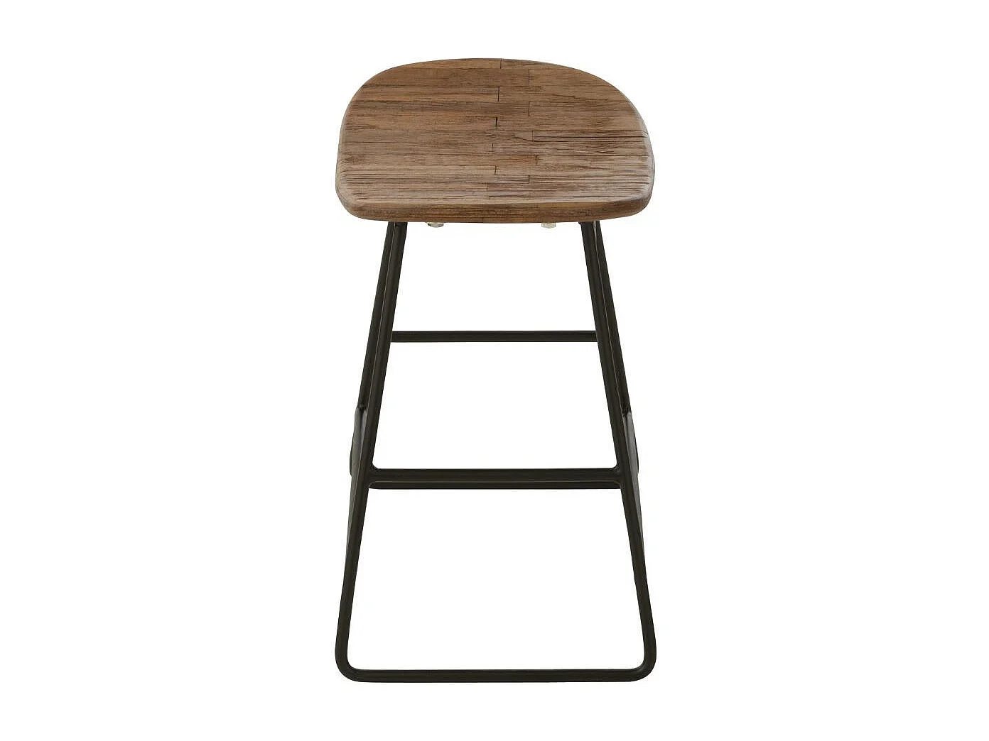 Tabourets en teck recyclé brossé et en métal (lot de 2) - DILI