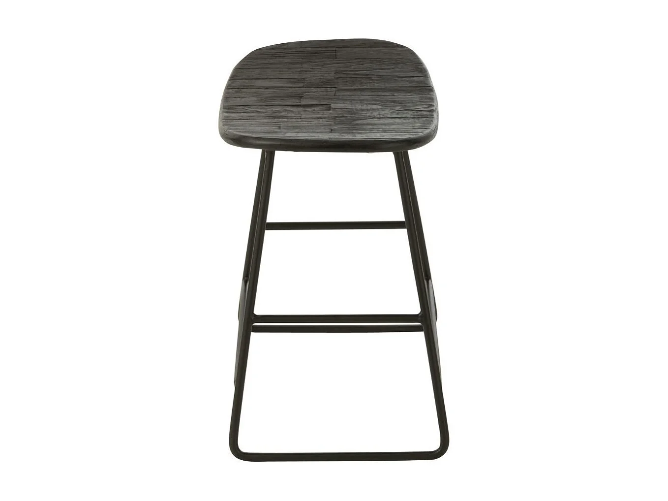 Tabourets en teck recyclé brossé et en métal (lot de 2) - DILI