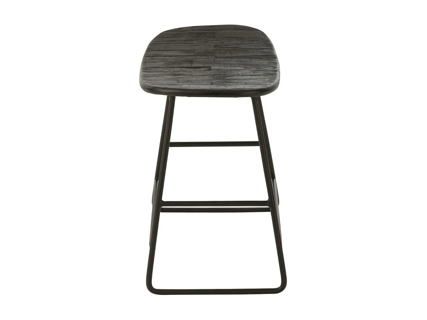 Tabourets en teck recyclé brossé et en métal (lot de 2) - DILI