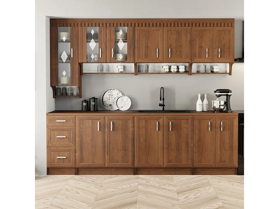 Cocina completa - muebles altos y bajos - nogal 260cm Chuck