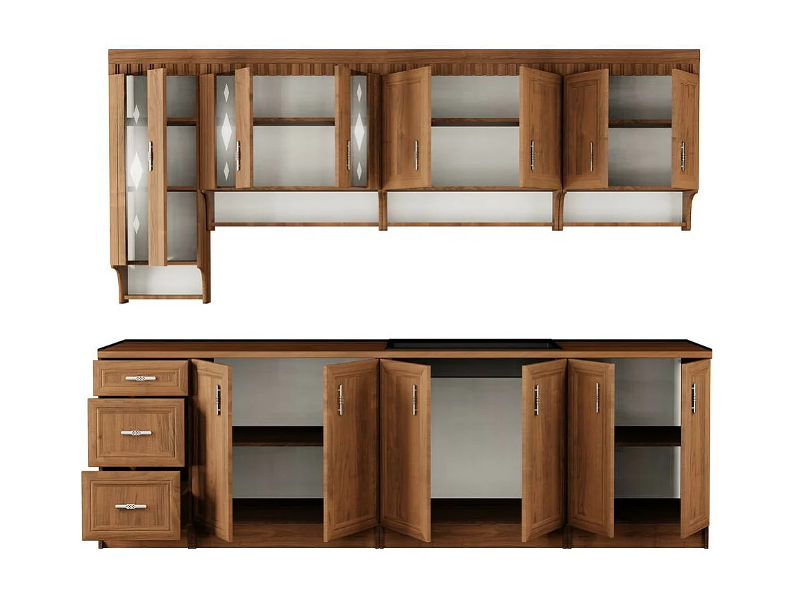 Cocina completa - muebles altos y bajos - nogal 260cm Chuck