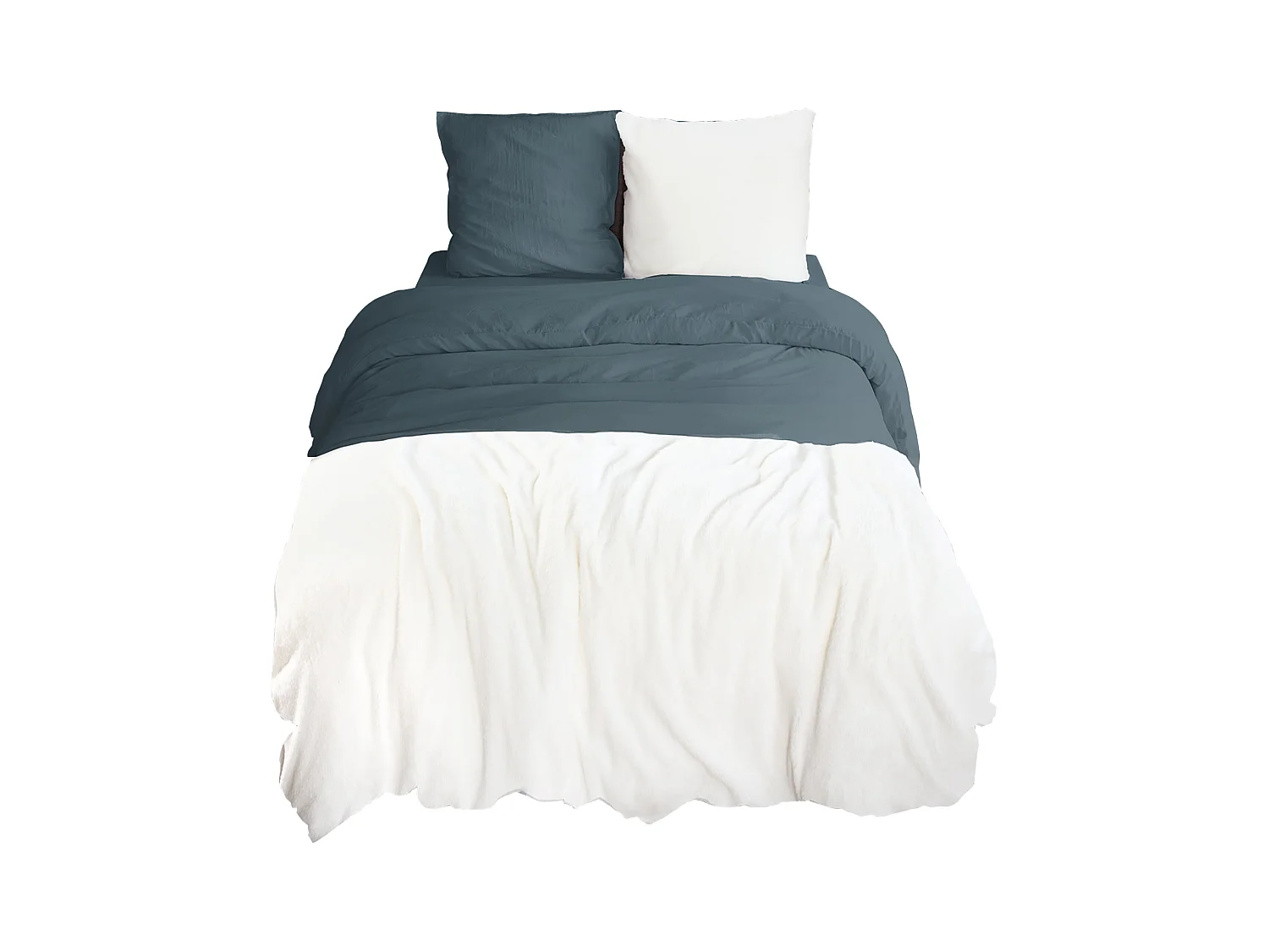 Parure de lit 3 pièces 260x240 cm microfibre et sherpa SHERPA Bleu