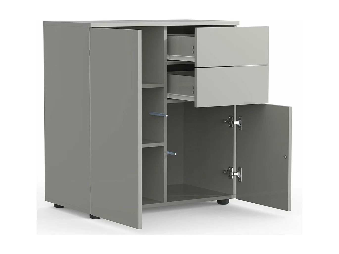 Cómoda de madeira VCM | aparador com 2 portas de batente e duas gavetas | dimensões H. 77 x L. 70 x P. 39cm - Dalosa (cinzento)