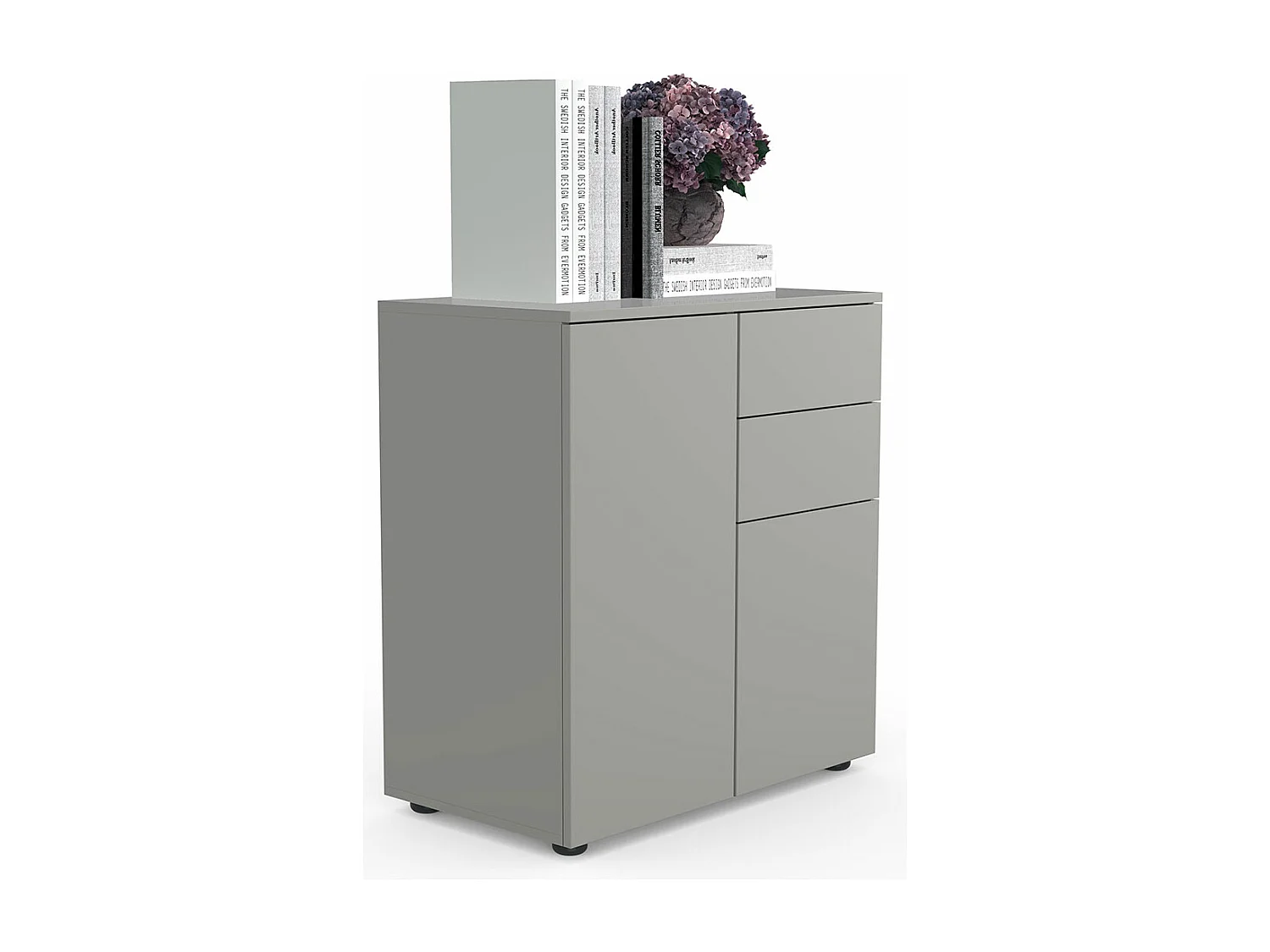 Cómoda de madeira VCM | aparador com 2 portas de batente e duas gavetas | dimensões H. 77 x L. 70 x P. 39cm - Dalosa (cinzento)