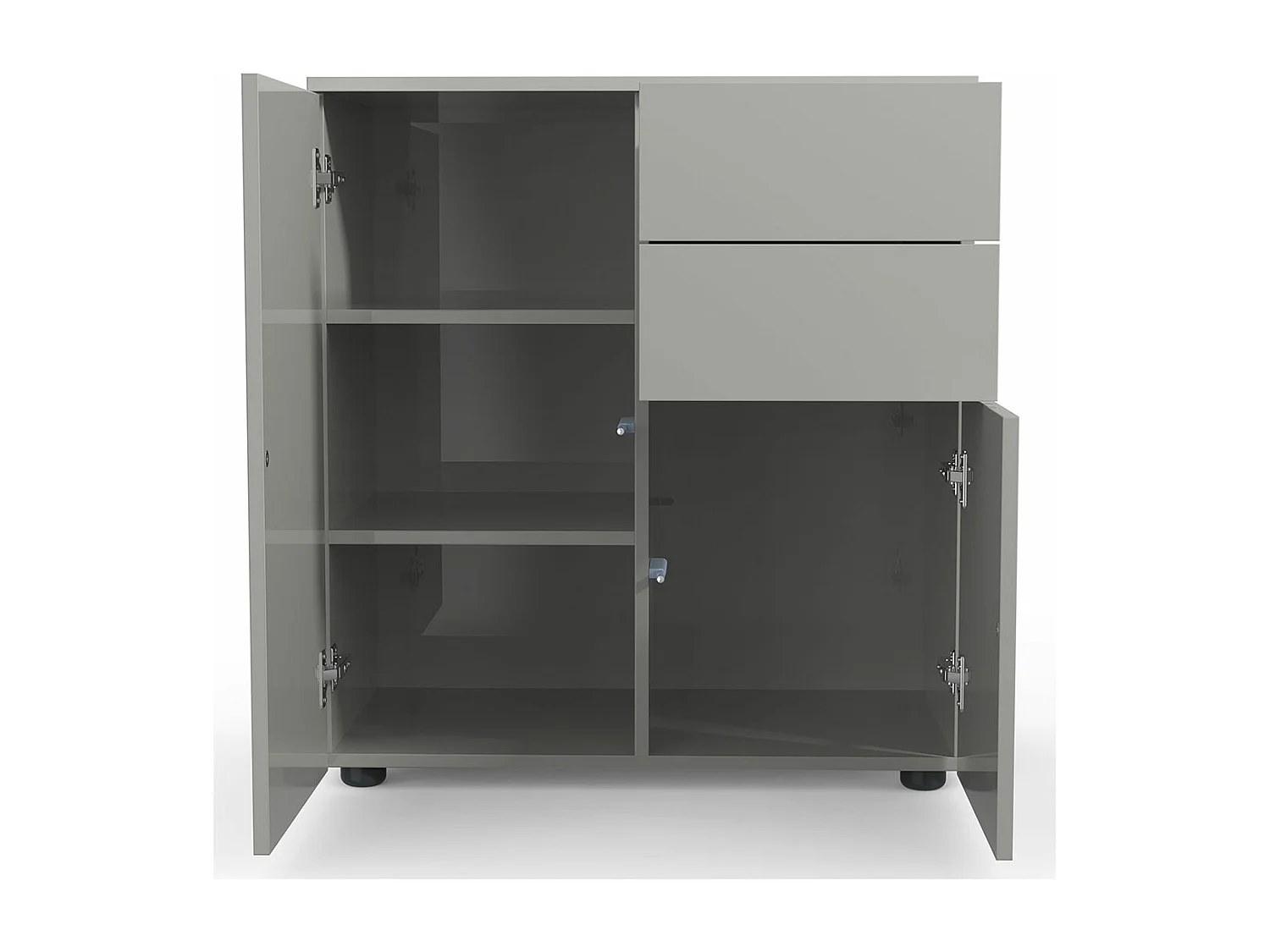 Cómoda de madeira VCM | aparador com 2 portas de batente e duas gavetas | dimensões H. 77 x L. 70 x P. 39cm - Dalosa (cinzento)