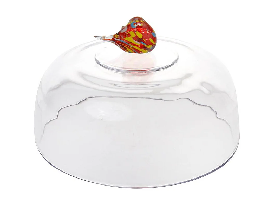 Cloche sur pied Oiseau en verre 30 cm