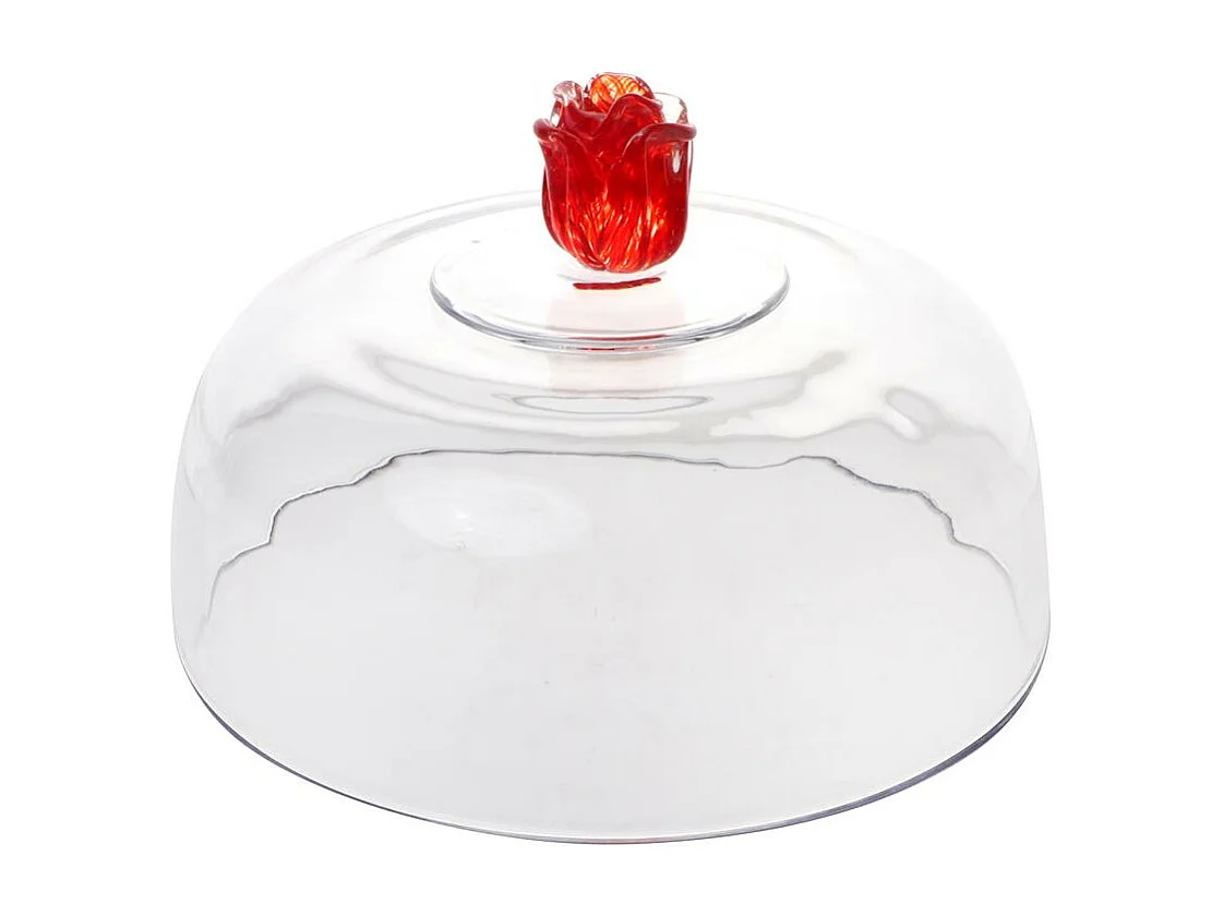 Cloche sur pied Rose en verre 30 cm