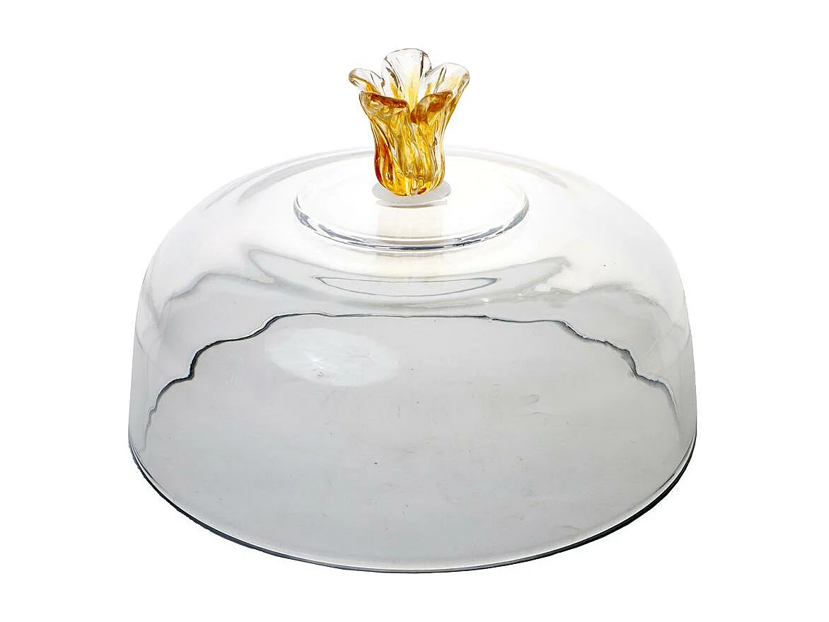 Cloche sur pied Fleur en verre 30 cm