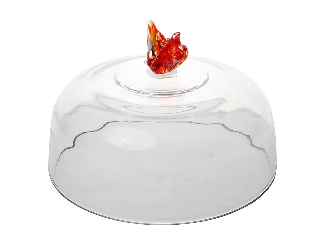 Cloche sur pied Papillon en verre 30 cm