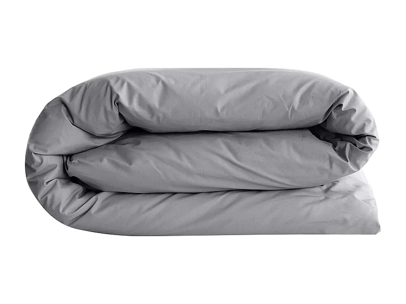 Housse de couette uni 280x240 cm percale de coton MANOIR gris Ardoise