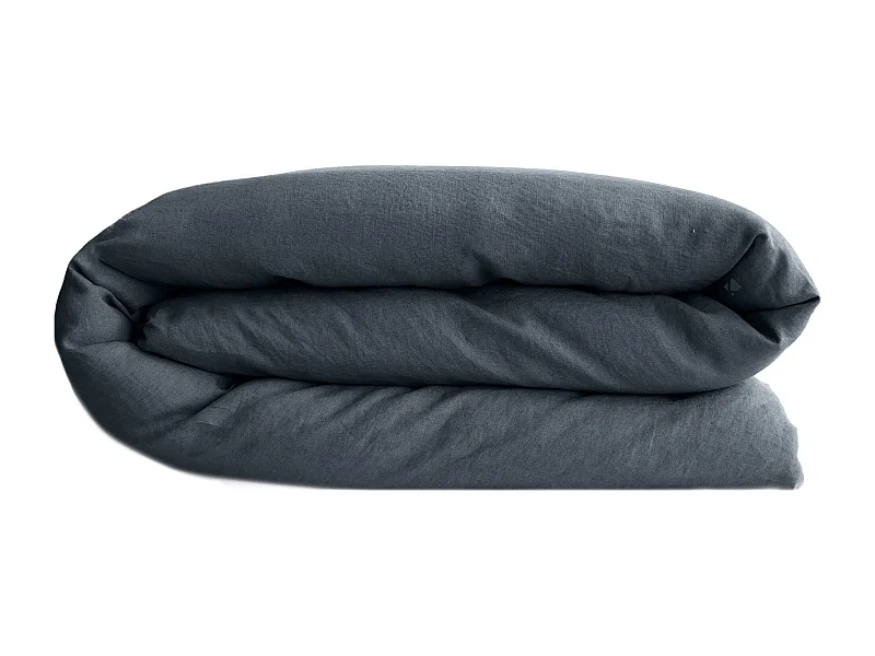 Housse de couette PALACE pur coton lavé 240x220 cm uni noir granit