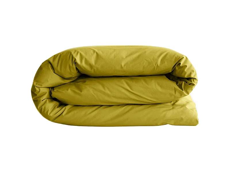 Housse de couette uni 260x240 cm percale de coton MANOIR vert Jasmin