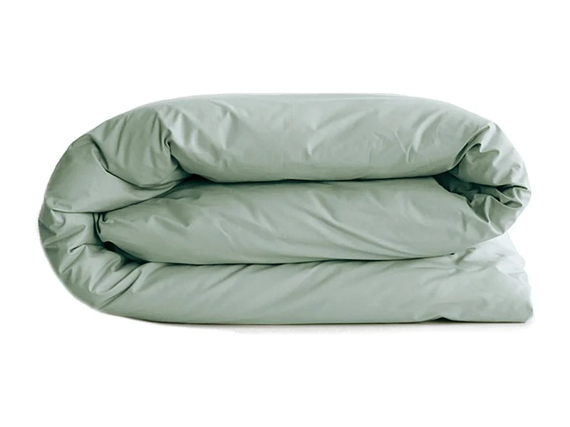 Housse de couette uni 280x240 cm percale de coton MANOIR vert Lichen