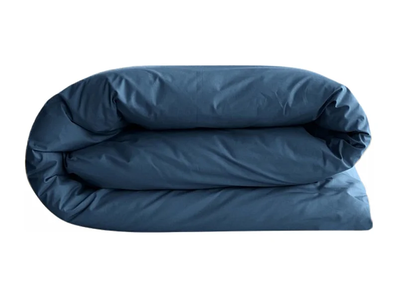 Housse de couette uni 280x240 cm percale de coton MANOIR bleu Marine