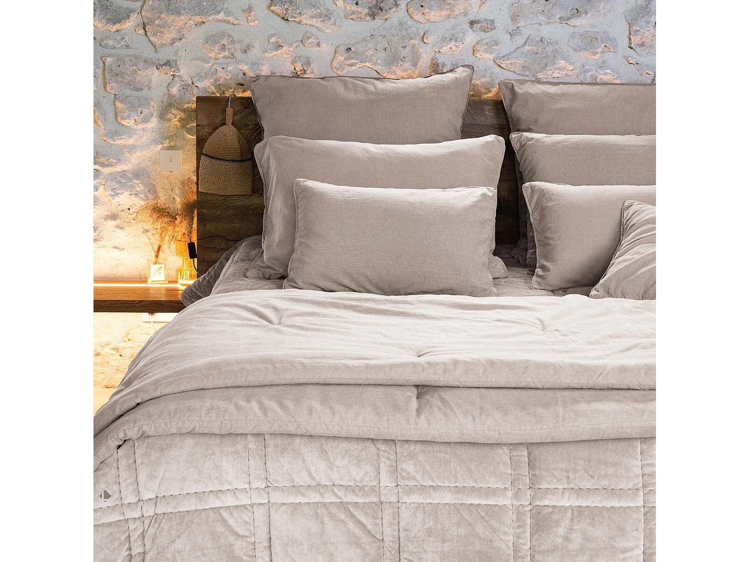 Housse de coussin 45x45 cm 50% lin et 50% coton collection OPERA DECO ficelle