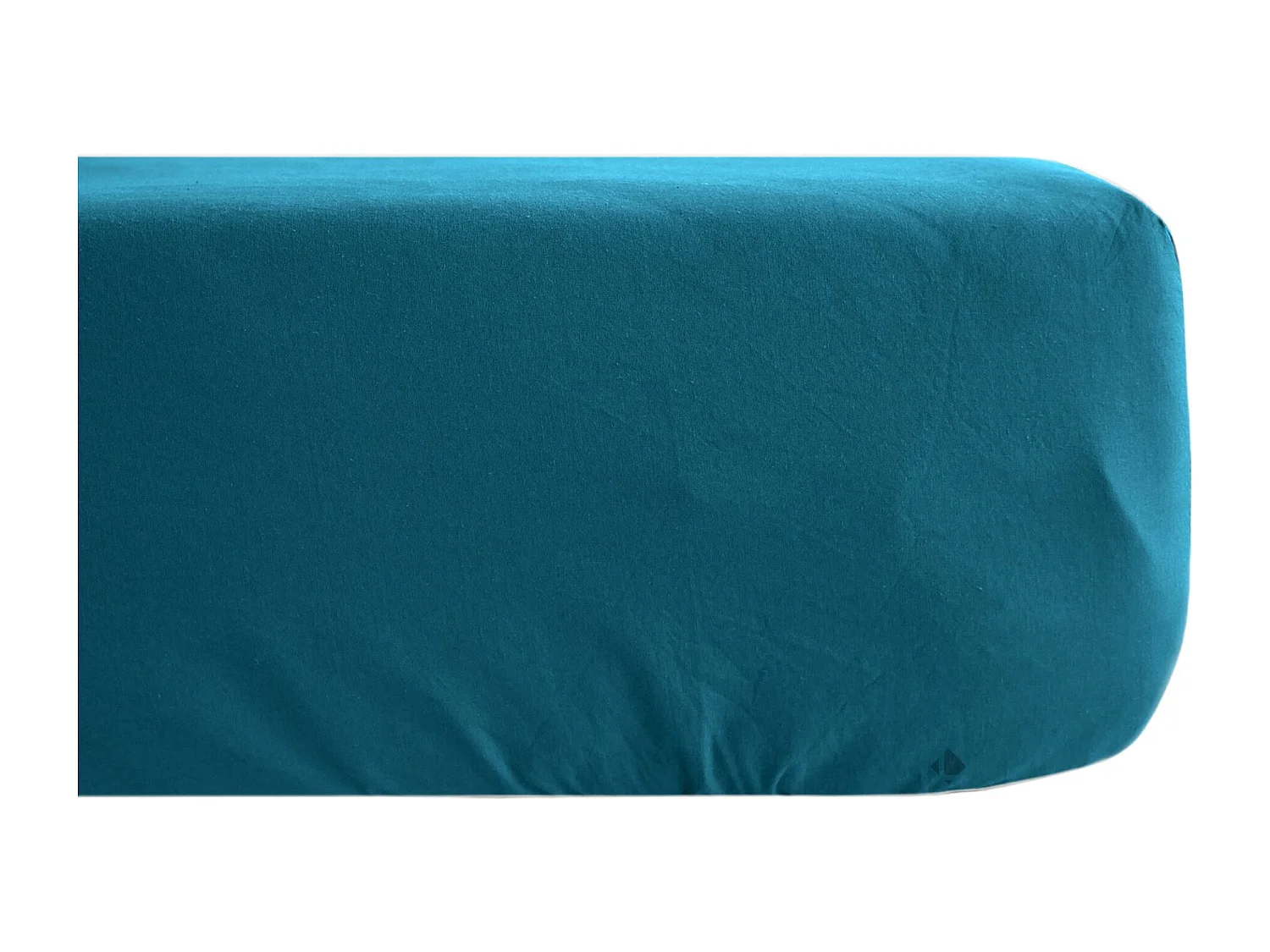 Drap housse uni 90x200 cm percale MANOIR bleu Lagon bonnet 35