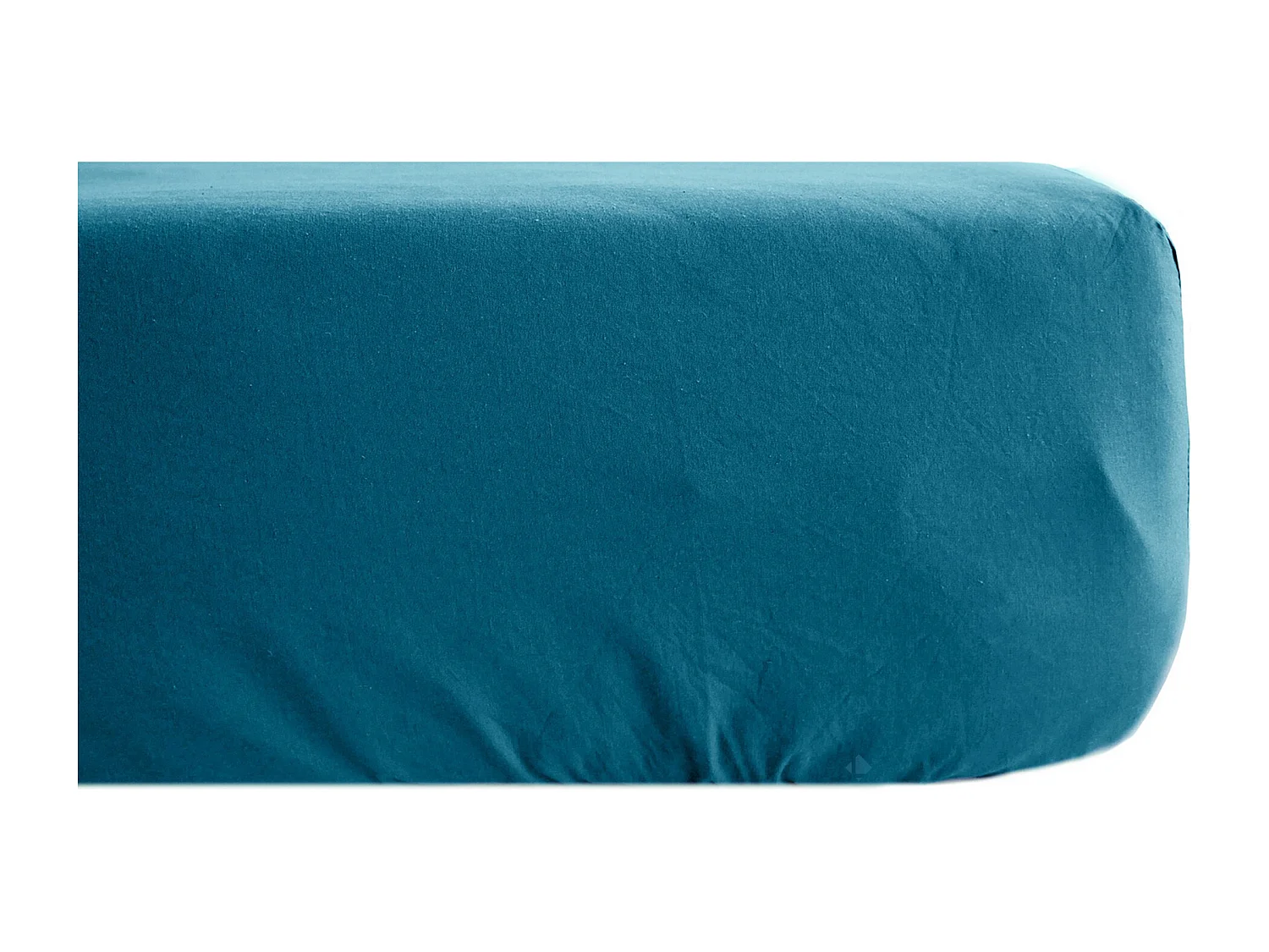 Drap housse uni 90x200 cm bonnet 35 cm percale de coton MANOIR bleu Lagon