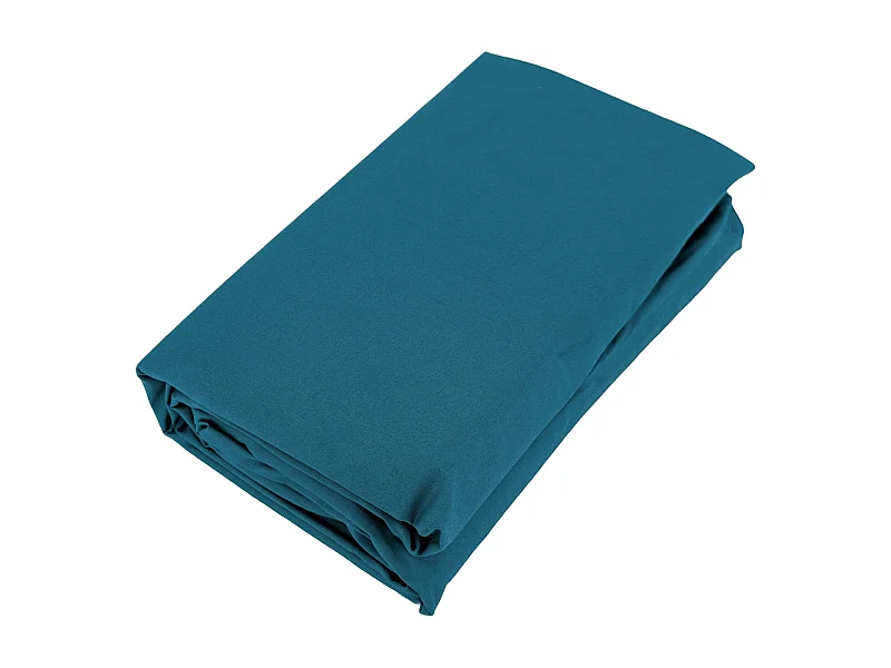 Drap housse uni 90x200 cm bonnet 35 cm percale de coton MANOIR bleu Lagon