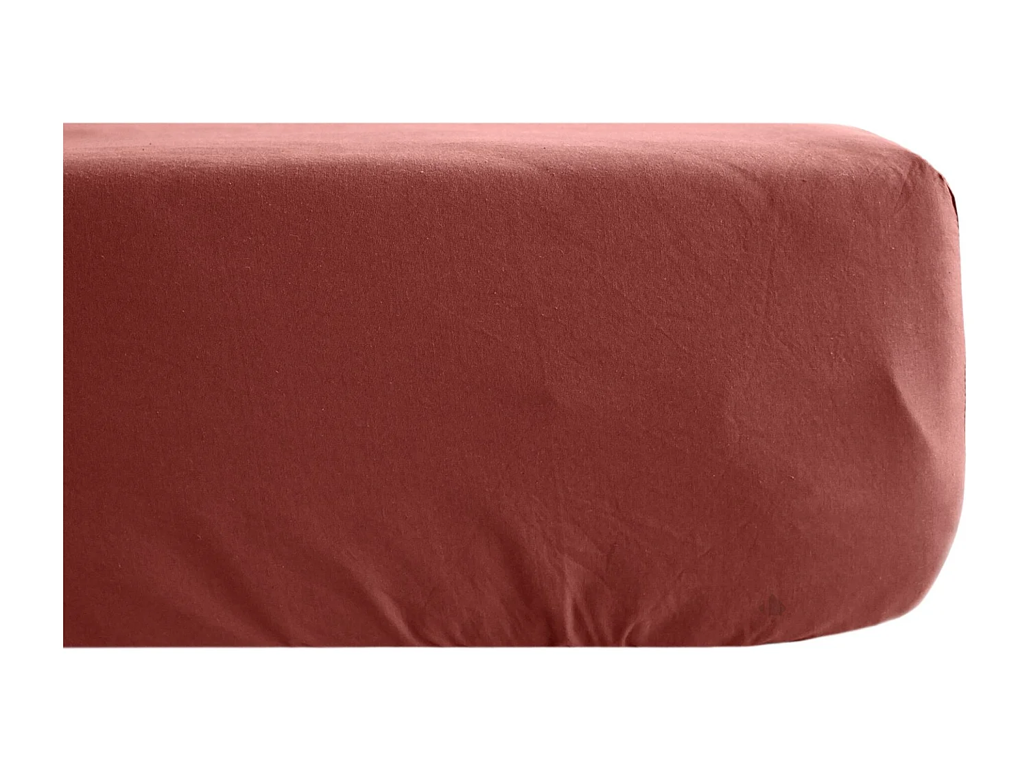 Drap housse uni 200x200 cm bonnet 40 cm percale de coton MANOIR rose Pêche