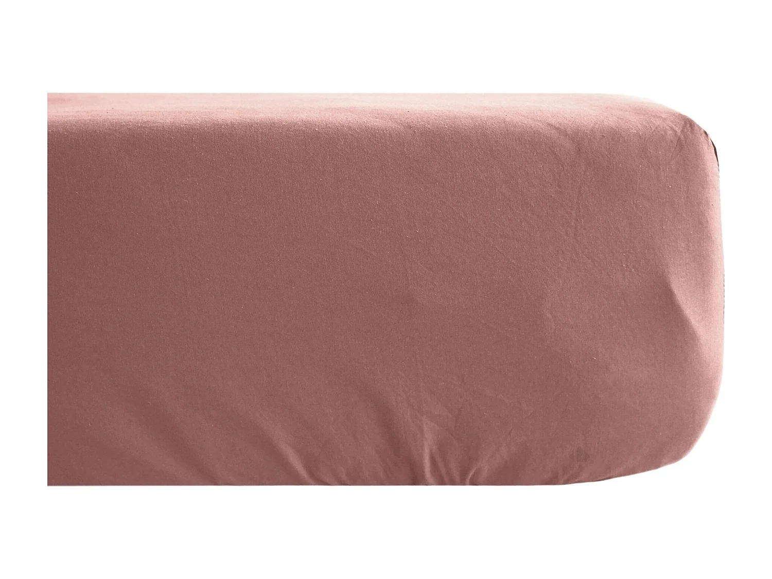 Drap housse uni 200x200 cm bonnet 40 cm percale de coton MANOIR rose Pêche