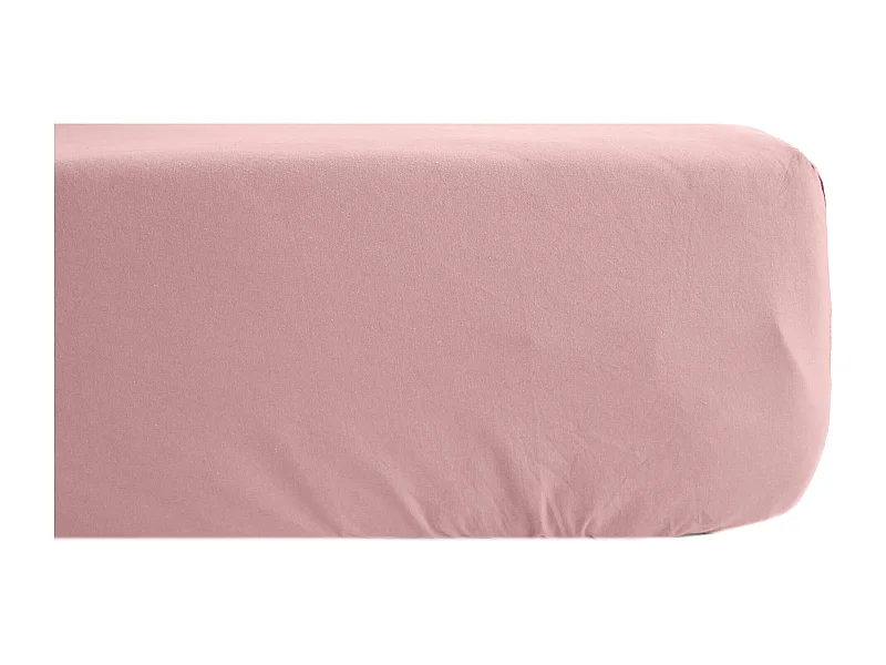 Drap housse uni 200x200 cm 100% percale de coton MANOIR Rose bonnet 40
