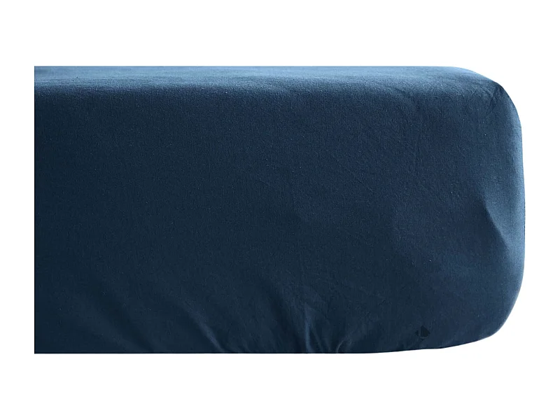 Drap housse uni 200x200 cm percale MANOIR bleu Marine bonnet 40