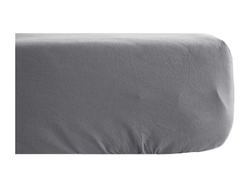 Drap housse uni 200x200 cm percale MANOIR gris Ardoise bonnet 40