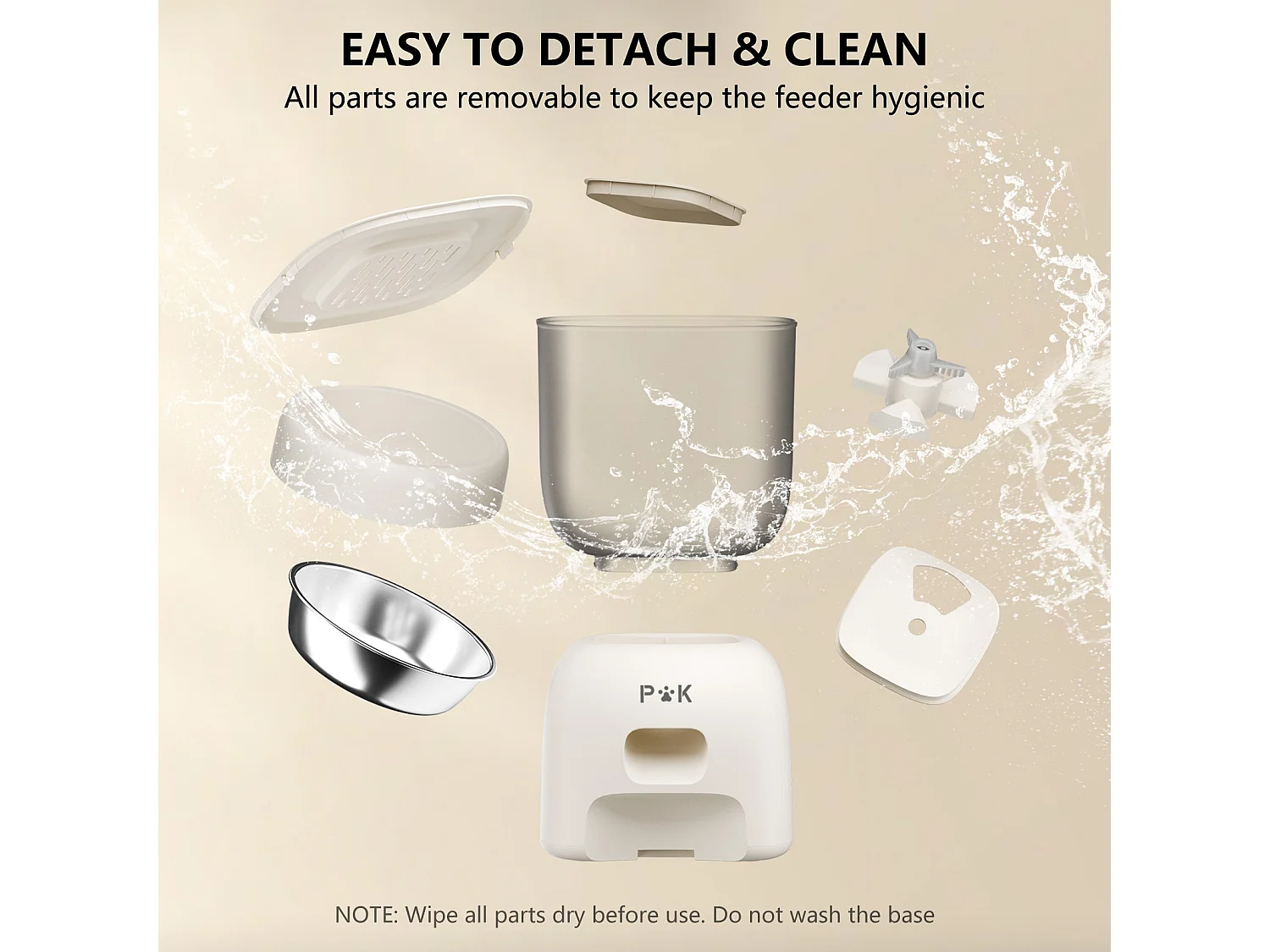 3L WiFi Distributeur Croquettes Chat Automatique - Beige Mangeoire Automatique pour Chat et Chien - 10 Repas par Jour - Enregistrement Vocal 10s