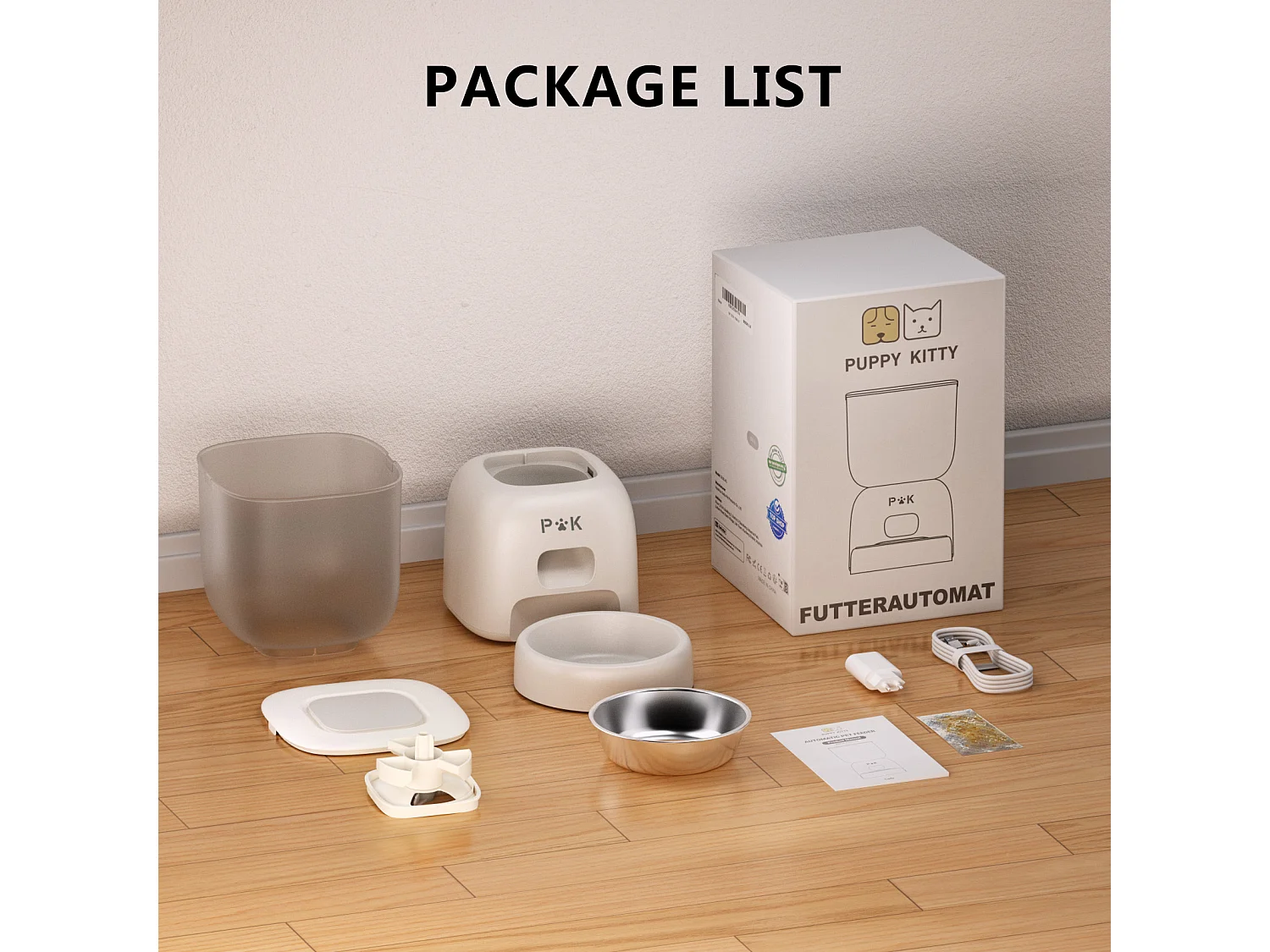 3L WiFi Distributeur Croquettes Chat Automatique - Beige Mangeoire Automatique pour Chat et Chien - 10 Repas par Jour - Enregistrement Vocal 10s