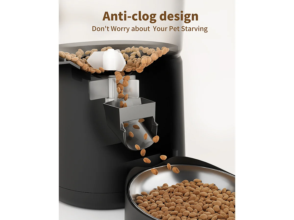 Dispenser automatico di cibo per gatti WiFi con app Dispenser di cibo per gatti e cani da 4L 2.4G Controllo APP con ciotola in acciaio inossidabile NERA