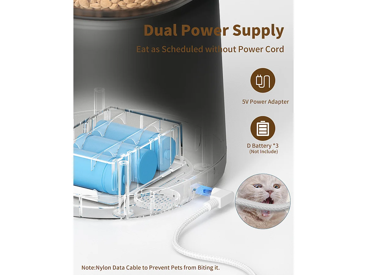 WiFi Distributeur Croquettes Chat Automatique avec App 4L 2,4G Distributeur Croquettes Chat et Chiens APP Contrôle avec Bol en Acier Inoxydable NOIR