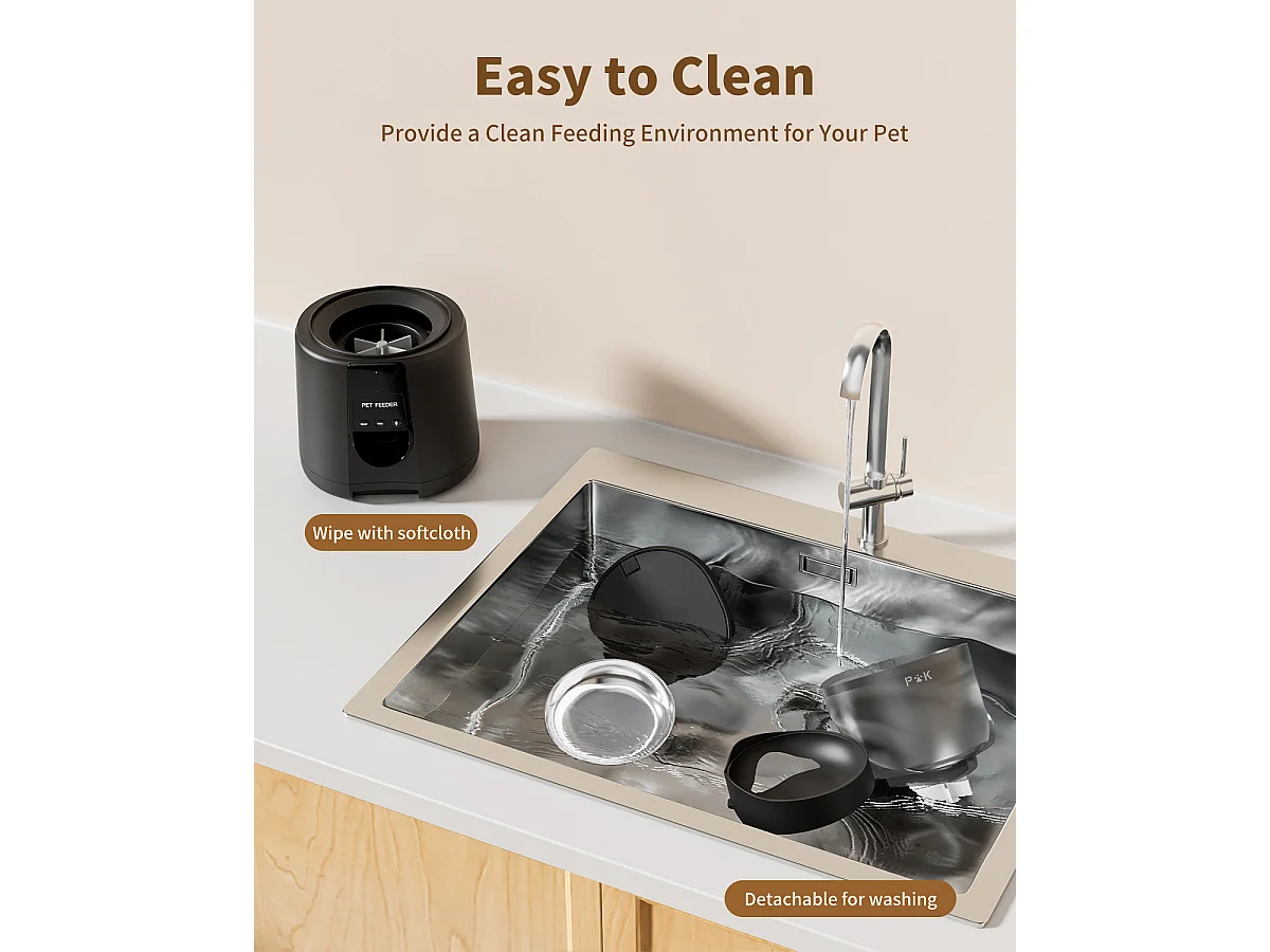 WiFi Distributeur Croquettes Chat Automatique avec App 4L 2,4G Distributeur Croquettes Chat et Chiens APP Contrôle avec Bol en Acier Inoxydable NOIR