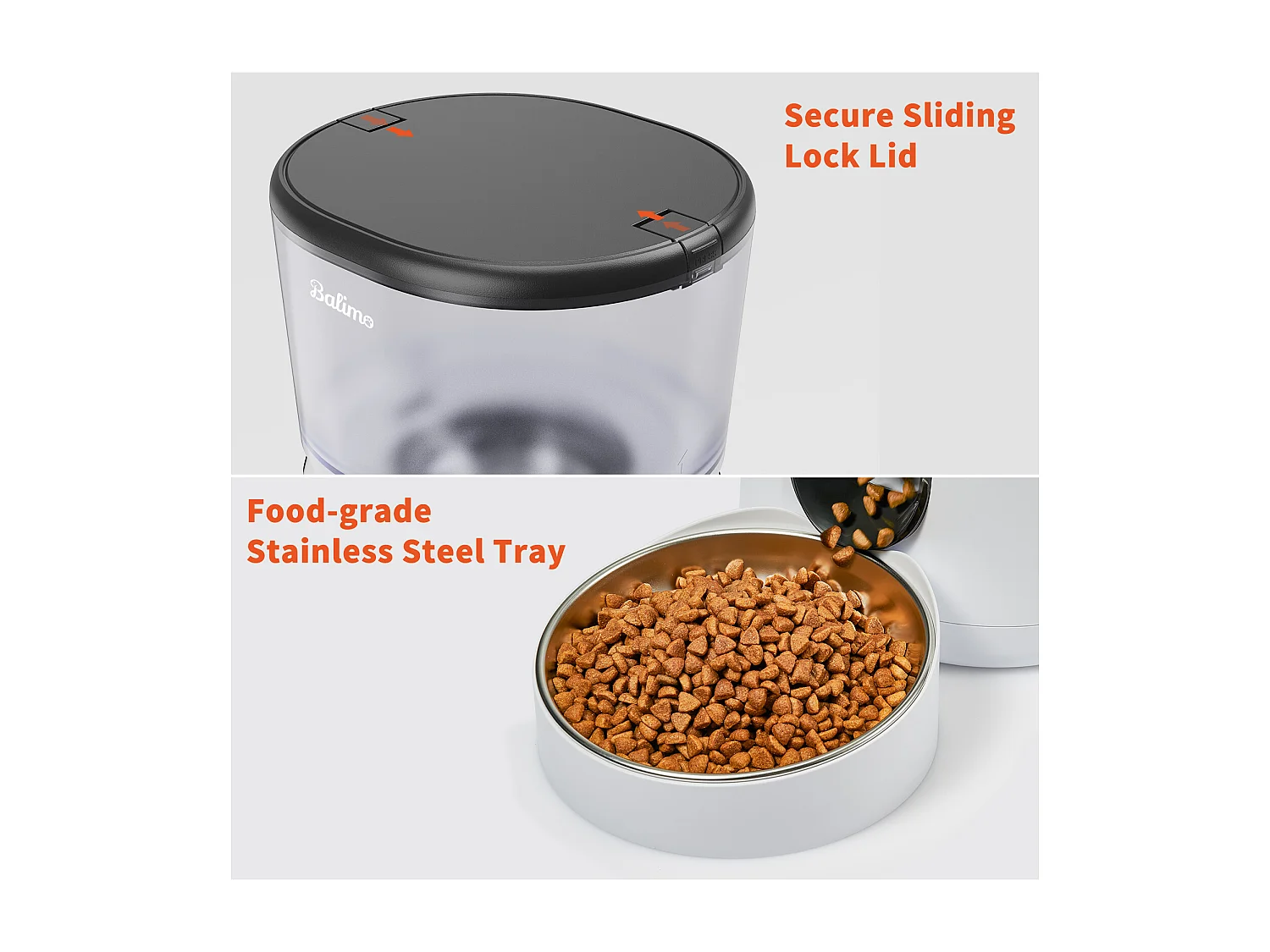 Balimo 4L Automatischer Katzenfutterspender, Futternapf aus Edelstahl, Trockenfutterspender für Katzen (B