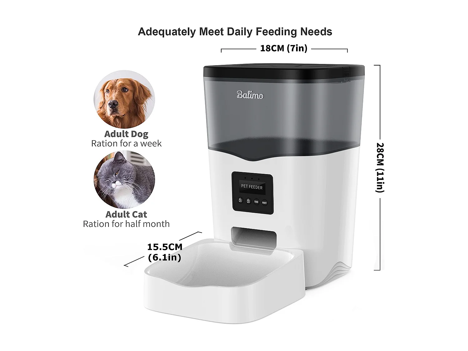 3L WIFI Dispenser Brokjes Katten/Honden LCD Mobiele Telefoon Afstandsbediening, Voedingsadapter/Batterij, 10 Maaltijden Per Dag- APP Controle, Zwart