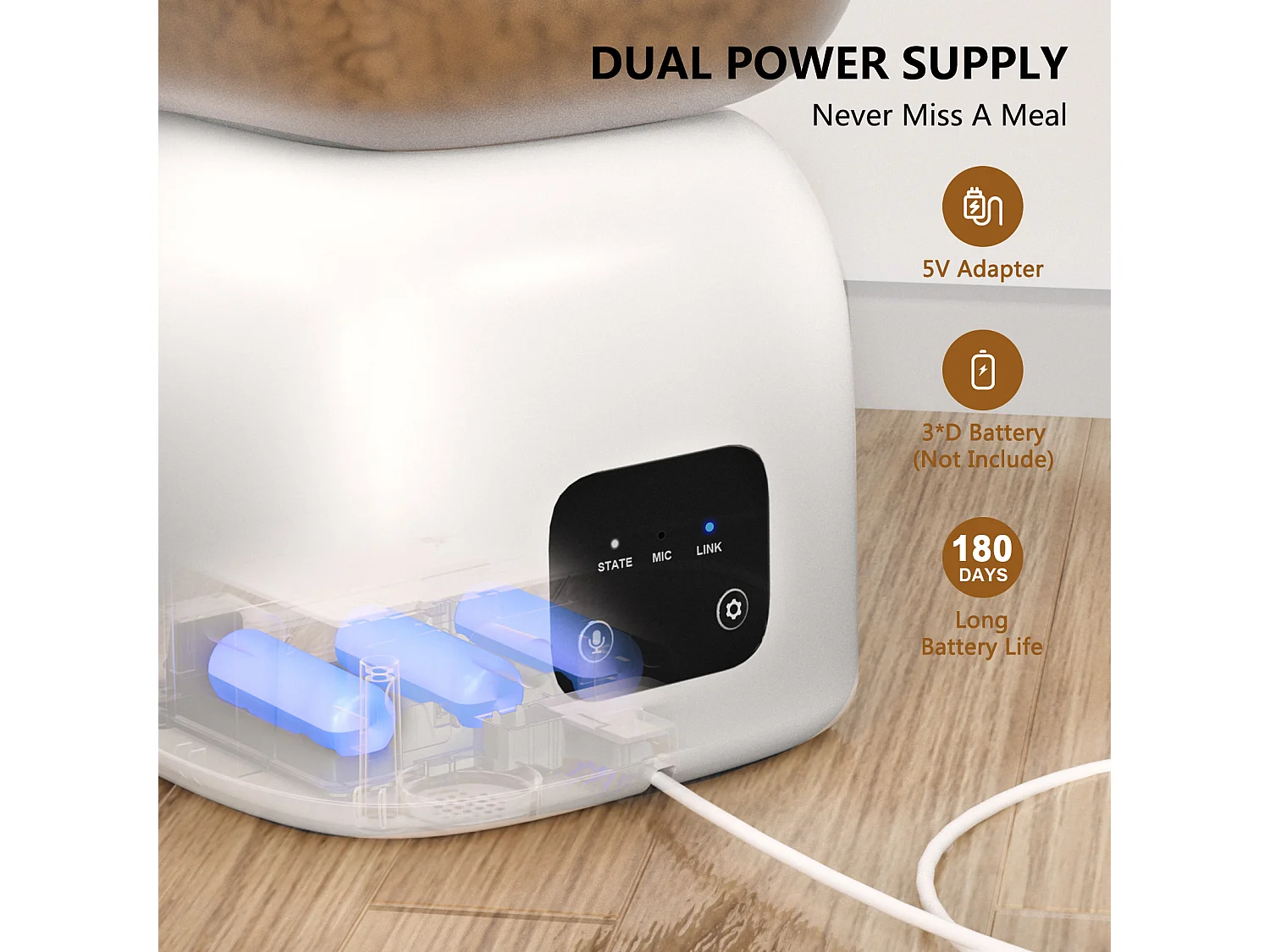 PUPPYKITTY Dispensador Automático de Comida para Gatos WiFi 3L, Dispensador de Comida WiFi para Perros y Gatos, 1-10 Comidas al Día, Beige