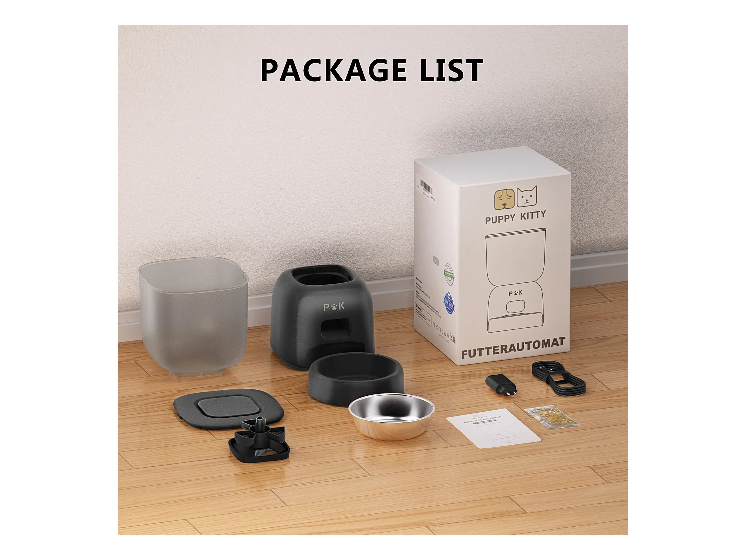 3L WiFi Distributeur Croquettes Chat Automatique - Noir Mangeoire Automatique pour Chat et Chien - 10 Repas par Jour - Enregistrement Vocal 10s