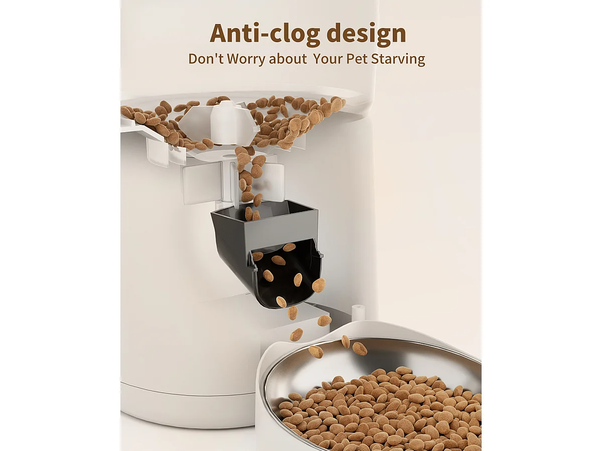 WiFi Distributeur Croquettes Chat Automatique avec App 4L 2,4G WiFi Distributeur Croquettes Chat et Chiens, APP Contrôle, avec Bol en Acier Inoxydable