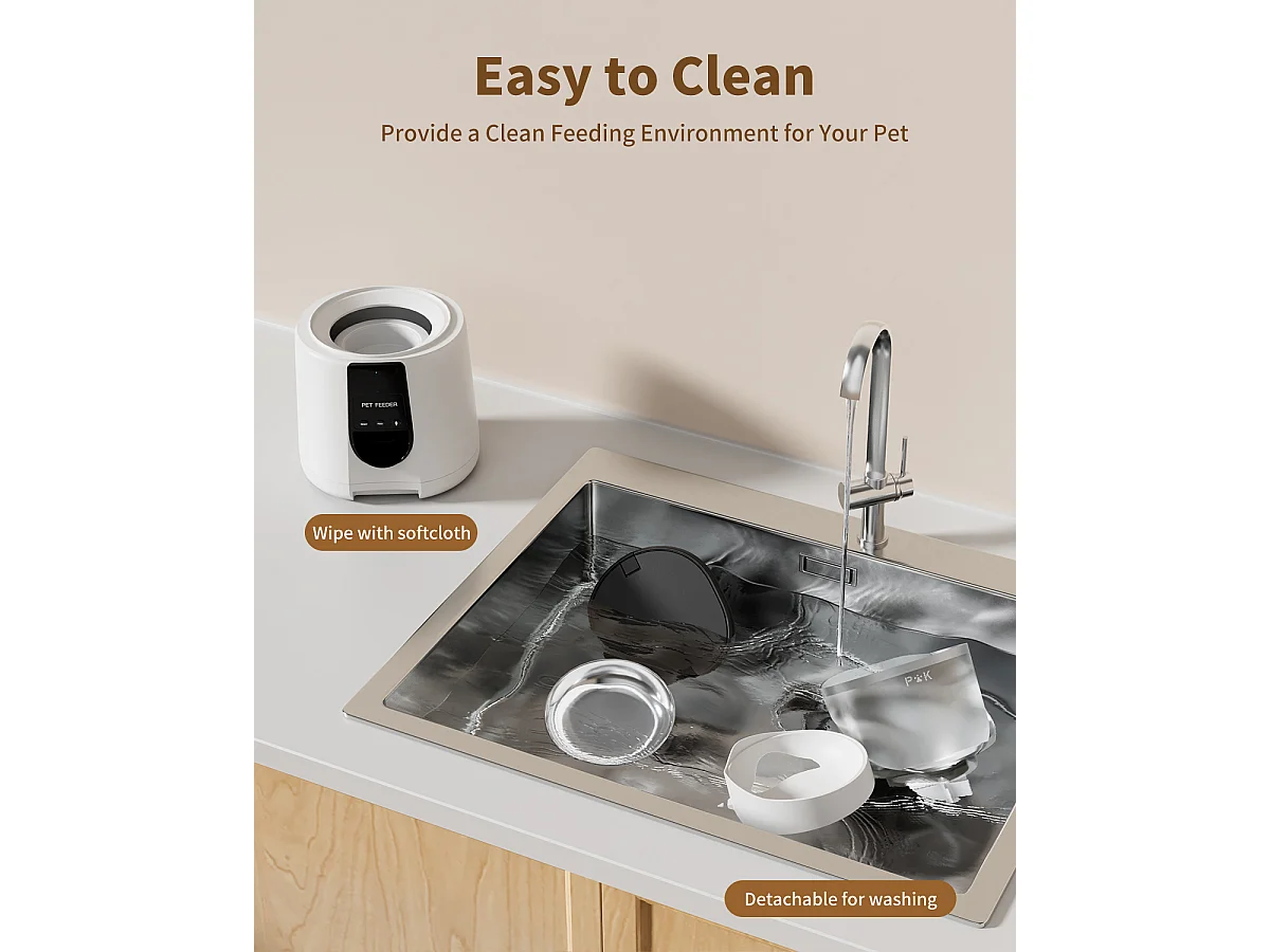 WiFi Distributeur Croquettes Chat Automatique avec App 4L 2,4G WiFi Distributeur Croquettes Chat et Chiens, APP Contrôle, avec Bol en Acier Inoxydable