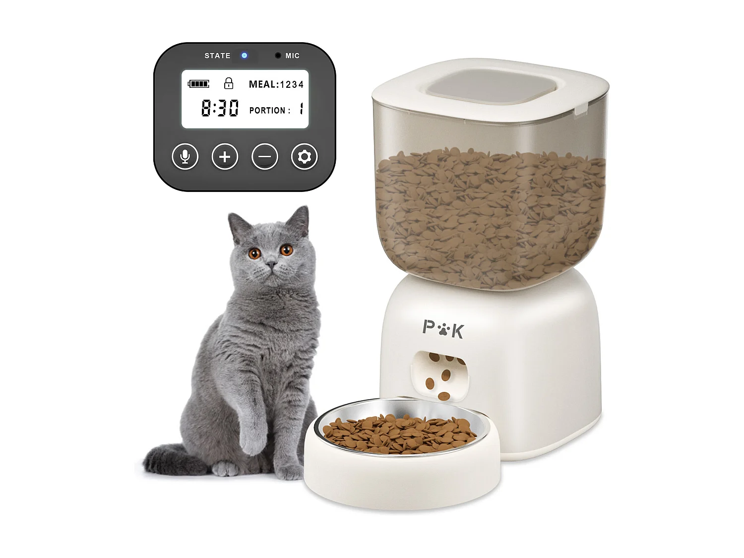Dispensador automático de comida seca para perros y gatos, 3L, comedero automático para perros y gatos, puede alimentar 4 comidas al día