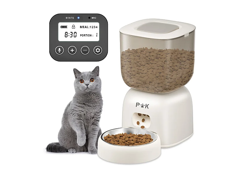 Dispenser automatico di cibo secco da 3 litri per cani e gatti - Alimentatore automatico per cani e gatti, può nutrire 4 pasti al giorno