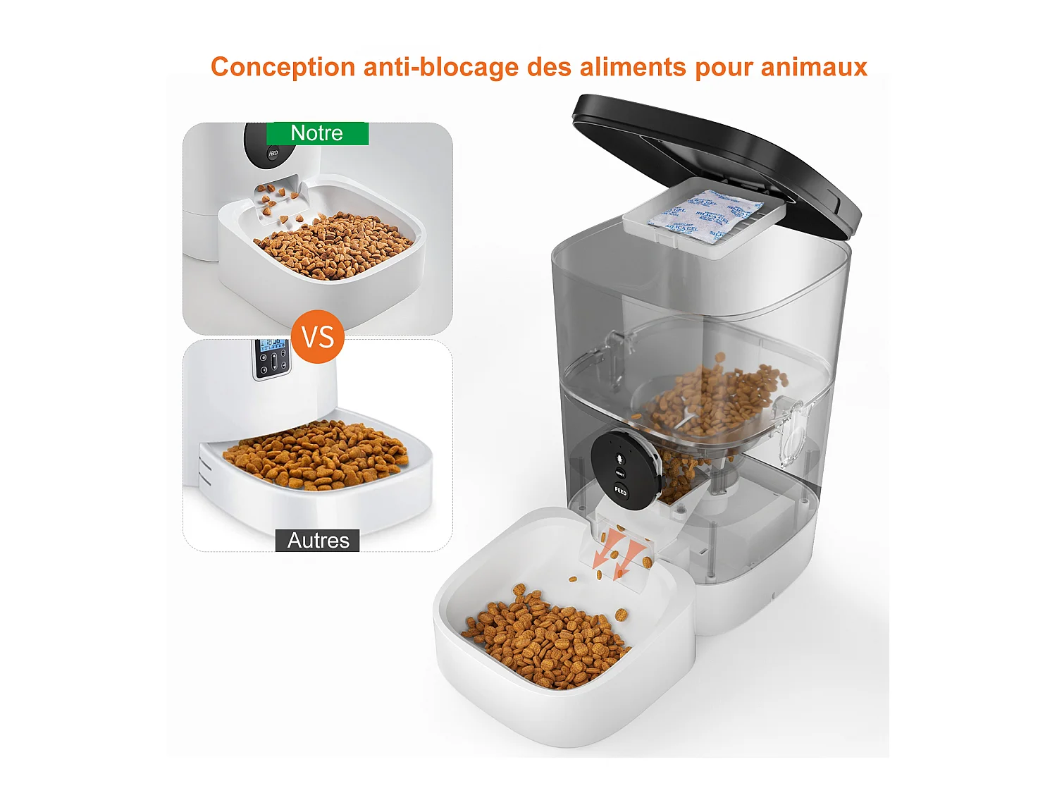 Balimo  4L  WIFI Distributeur Croquettes Chats/Chiens  APP Contrôle LCD,WiFi 2.4G | Fonction d'enregistrement 10s Programmable 10 Repas par Jour Noir