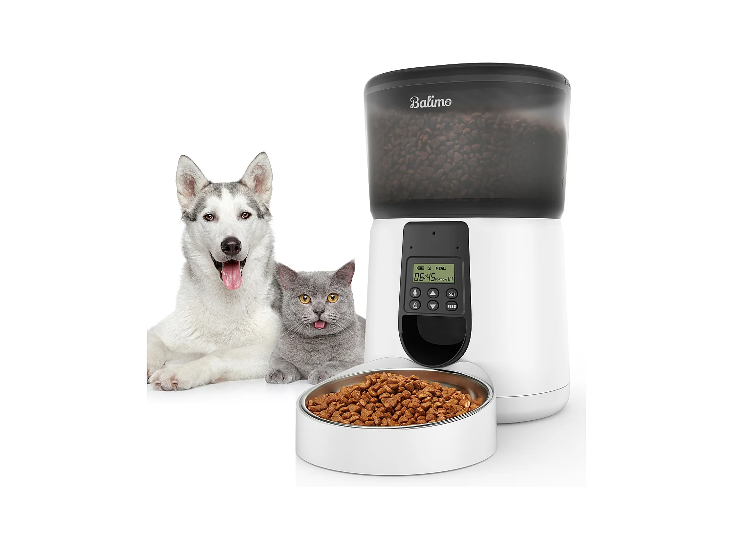 Balimo Paul 4L Automatique pour Chiens Et Chats Bol en Acier Inoxydable pour Animaux Domestiques Distributeur De Nourriture SèChe pour Chats