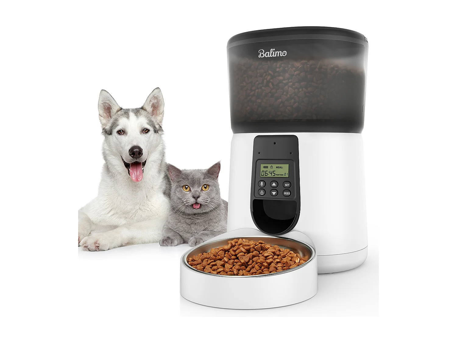 Balimo Paul 4L Automatique pour Chiens Et Chats Bol en Acier Inoxydable pour Animaux Domestiques Distributeur De Nourriture SèChe pour Chats