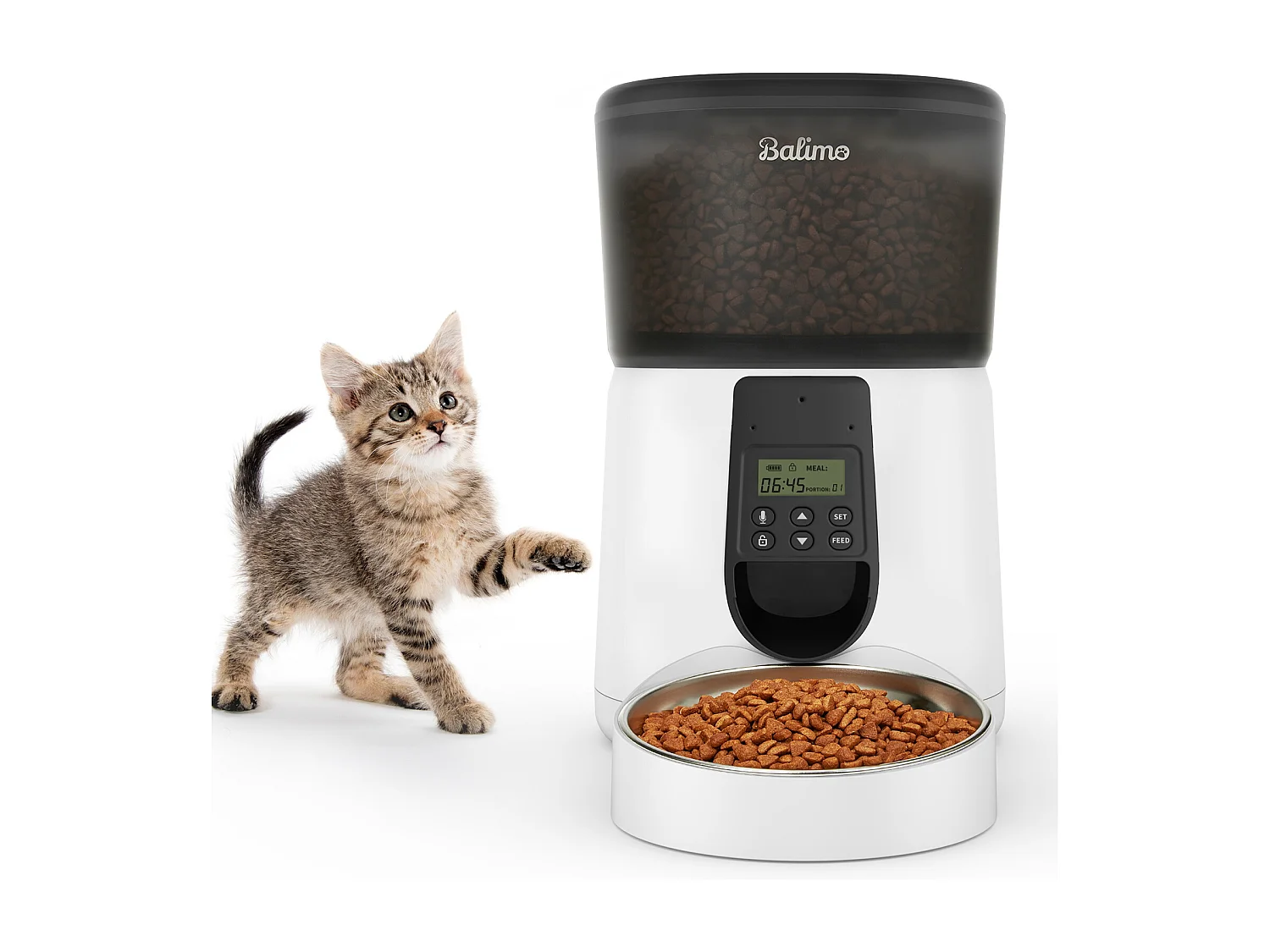 Balimo Paul 4L Automatique pour Chiens Et Chats Bol en Acier Inoxydable pour Animaux Domestiques Distributeur De Nourriture SèChe pour Chats