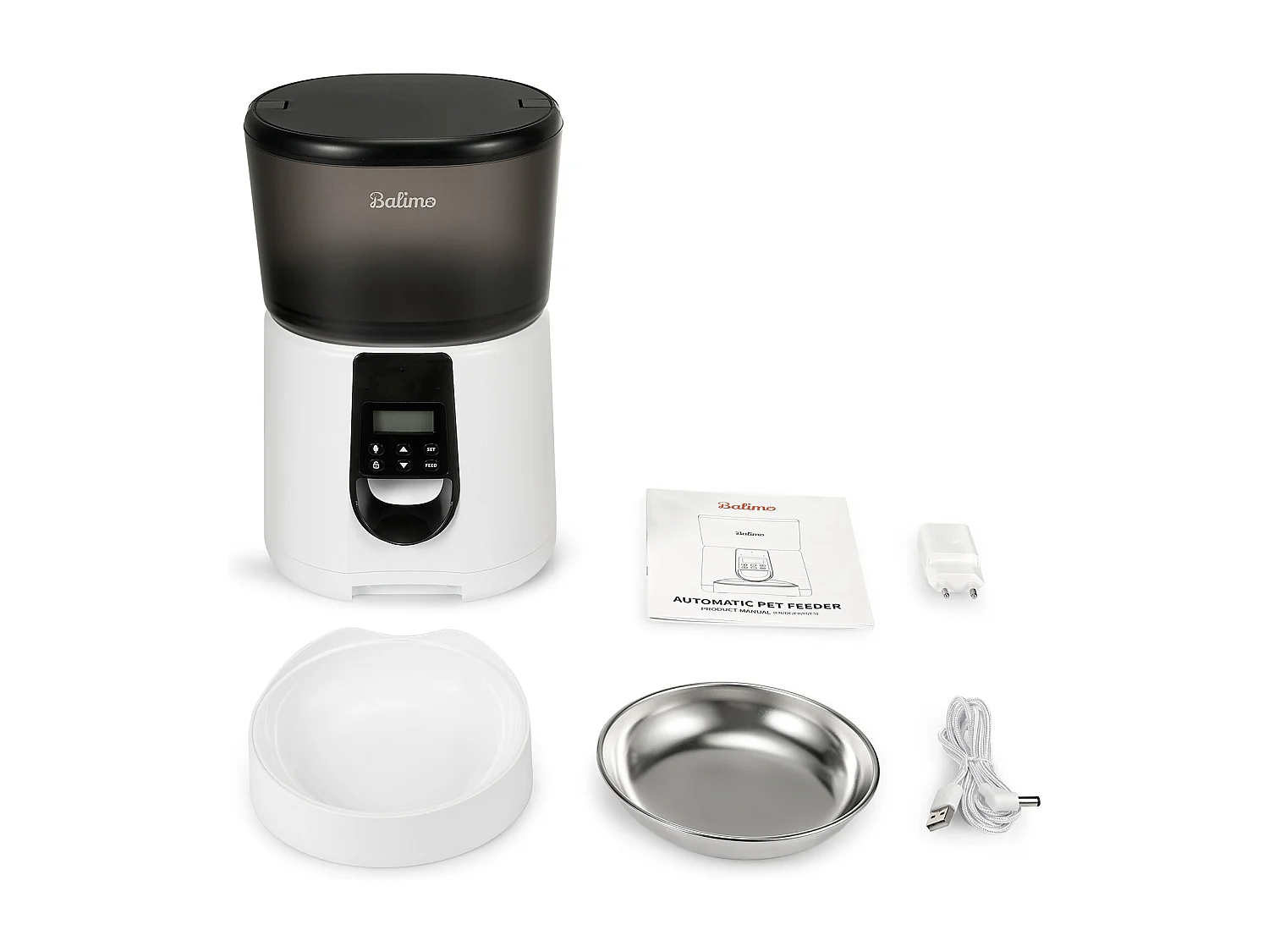 Balimo Paul 4L Automatique pour Chiens Et Chats Bol en Acier Inoxydable pour Animaux Domestiques Distributeur De Nourriture SèChe pour Chats