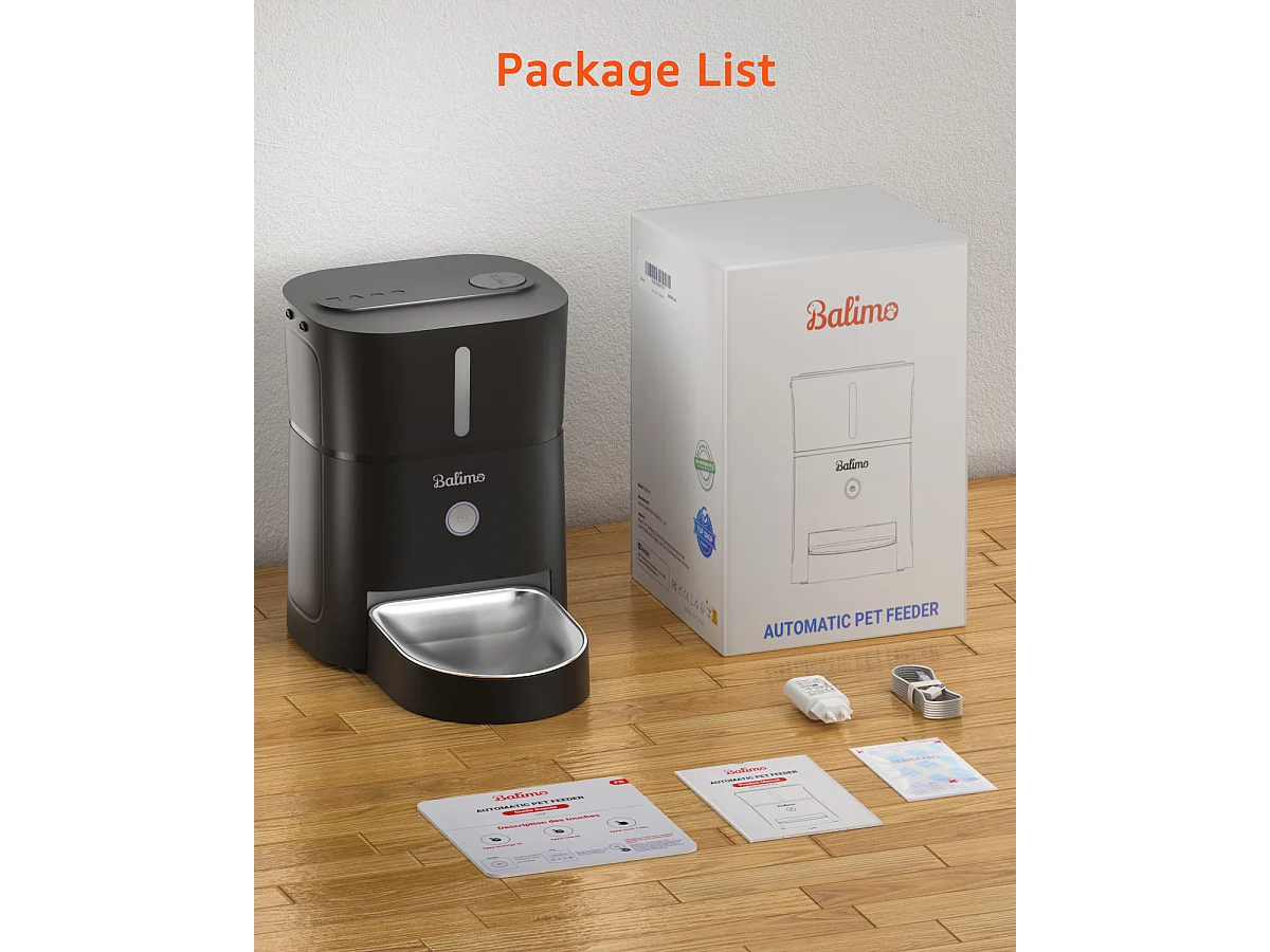 3-Liter-Futterspender für Katzen und Hunde, schwarz, automatischer Futterspender mit Edelstahlnapf, 6 Mahlzeiten pro Tag