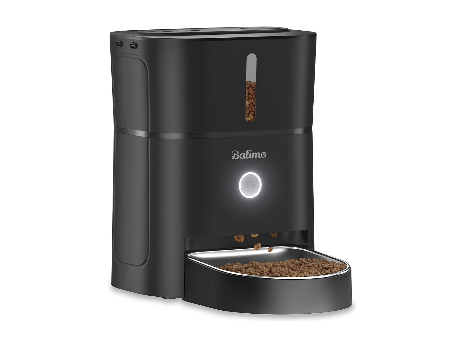 3L Distributeur de Croquettes pour Chat et Chien Noir Distributeur Automatique de Nourriture avec Bol en Acier Inoxydable 6 Repas par Jour