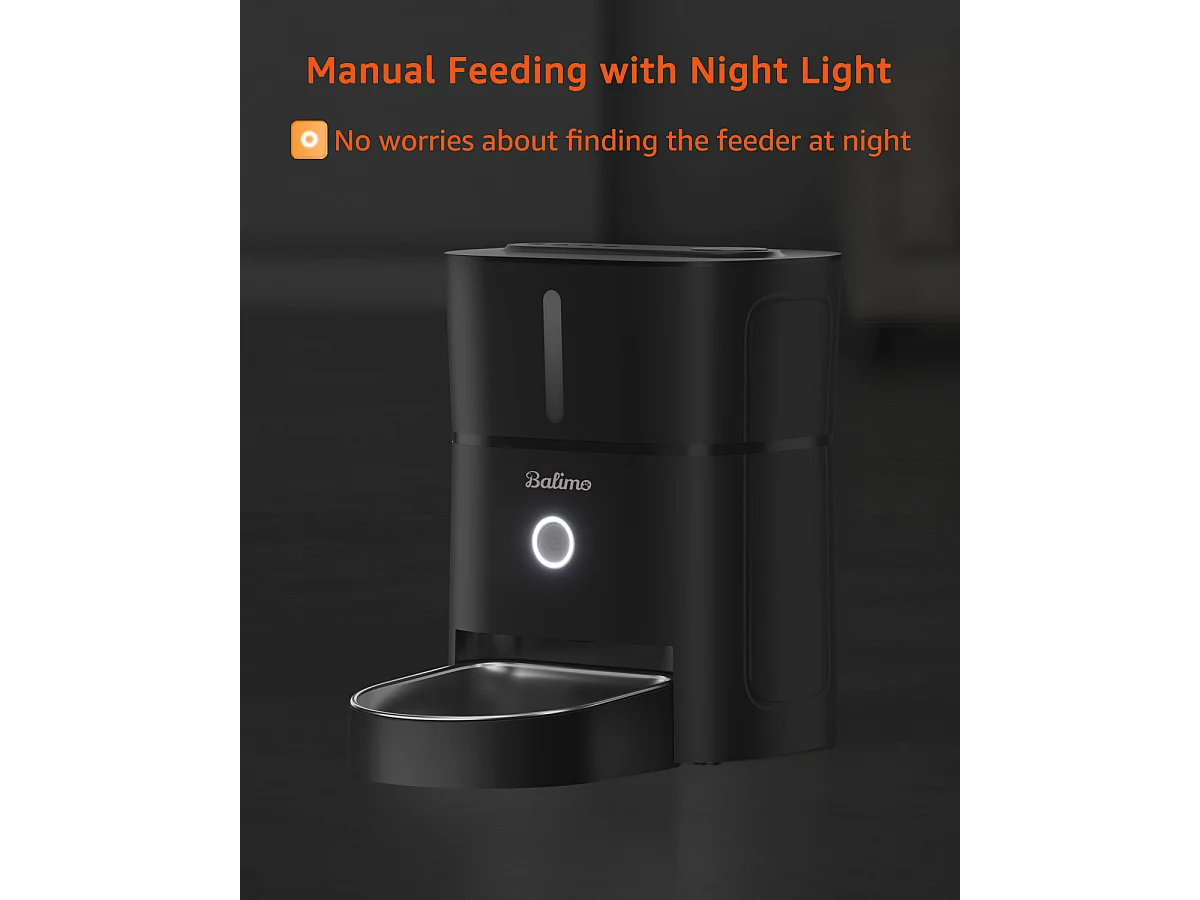 3L Distributeur de Croquettes pour Chat et Chien Noir Distributeur Automatique de Nourriture avec Bol en Acier Inoxydable 6 Repas par Jour